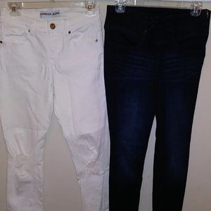 Express jegging jeans lot, Women's size 2/4 (XS)~blue, white +Bonus shirt!!!